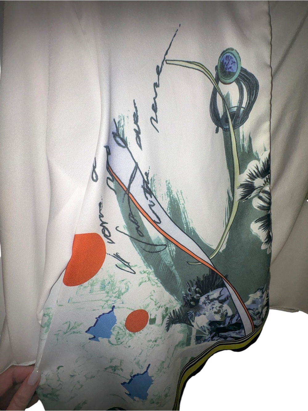 Gracia Asymmetrical Art Print Button-Up Blouse Size M - Picture 5 of 15